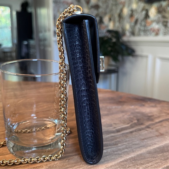 Givenchy Mini Phone Crossbody Bag Gray Croc Embossed Calfskin Gold Chain / Charm - Picture 8 of 15